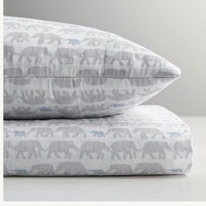 RH Elephant Print Crib Fitted Sheet - French Blue